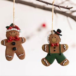 Décorations de Noël 2022 Navidad Résine Gingerbread Man Pendentif Ornements d'arbre pour cadeau de l'année à la maison