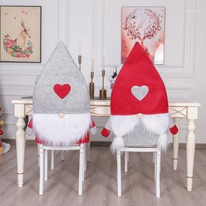 Décorations de Noël 2022 Couverture de chaise Rudolph de poupée sans visage nordique