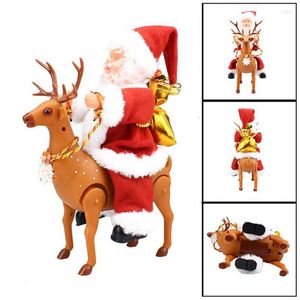 Kerstdecoraties 2022 Ornamenten Santa Claus Doll Toy Electric Riding a Deer Music Box Home Supplies