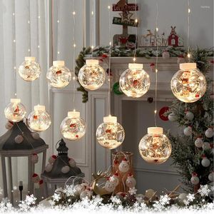 Décorations de Noël 2022 Ornements Santa Guirlande LED Souhaitant Boule Rideau Lumière Chaîne Boutique Fenêtre Décor Navidad Arbre De Noël Fée Lampe 3 m