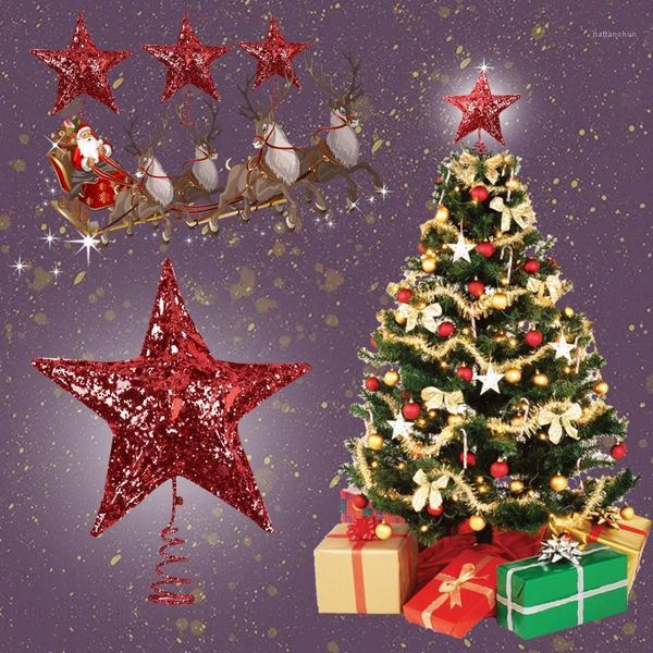 Décorations de noël 2022 arbre haut décoration étoile à cinq branches tridimensionnel creux année fête fournitures maison