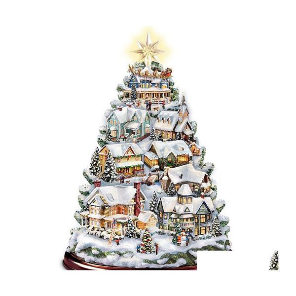 Décorations De Noël 2022 Autocollants De Fenêtre Arbre Rotatif Acrylique Scpture Train Pâte Hiver Noël Petit Cadeau Décoration De La Maison Drop Del Dhenw