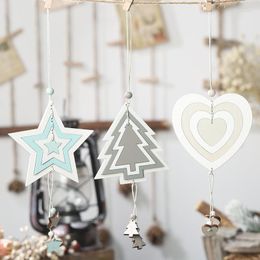 Kerstdecoraties 2022 Houten vierlaags holle hanger Creative Creative Five-Pointed Star hartvormige boom ornamenten