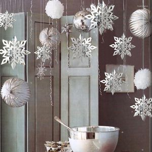 Kerstdecoraties 2022 Jaar Gift 4m 3D Snowflake Ornament Garland Door Decor Navidad 2023 Merry