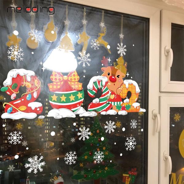 Décorations de noël 2022 année autocollants verre fenêtre joyeuse décoration pour la maison Navidad fête cadeaux Noel décalcomanies déco