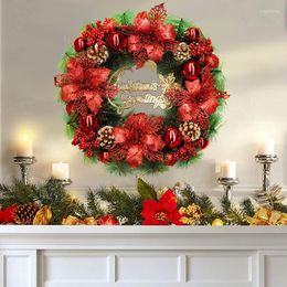 Adornos navideños 2022, corona navideña elegante, puerta de oro rojo, ventana, adornos de pared, Navidad rústica, protección del medio ambiente, Navidad