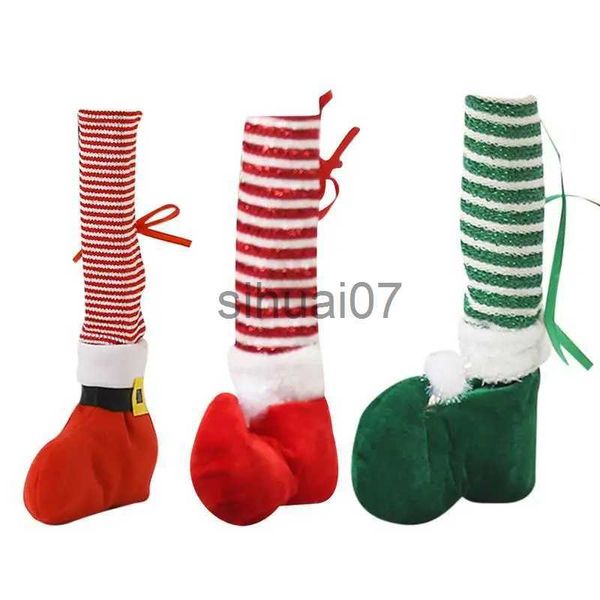 Décorations de Noël 2023 Creative Noël Table Pieds Chaussettes Chaises Couvre-jambes Meubles de sol Antidérapant Noël Elf Pieds Chaussettes Décoration x1019