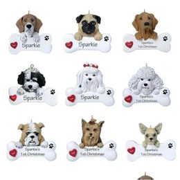 Kerstversiering 2023 Diy Handgeschreven Groeten Boomdecoratie Hars Hanger Hond Serie Kamer Decor Kerstcadeau Inventaris Wholesa 1017