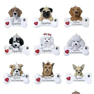 Kerstversiering 2023 Diy Handgeschreven Groeten Boom Decoratie Hars Hanger Hond Serie Kamer Decor Kerstcadeau Inventaris Wholesa Dhoz1