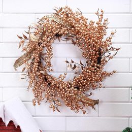 Décorations De Noël 2023 Fleurs Séchées Rotin Fleur Artificielle Suspendus Ornement Couronne Anneau Pendentif Xmas Porte Décoration Murale