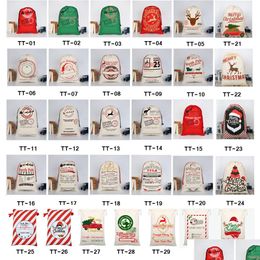 Kerstdecoraties 2023 Cadeauzakjes Grote organische zware canvas tas Kerstmanzak Dstring Tas Festivaldecoratie Drop Delivery Thuis Ga Dhwqw