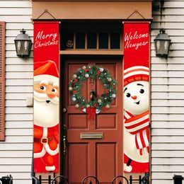 Décorations de noël 2023 extérieur père noël bonhomme de neige elfe porche signe joyeux porte bannière ornements pour la maison