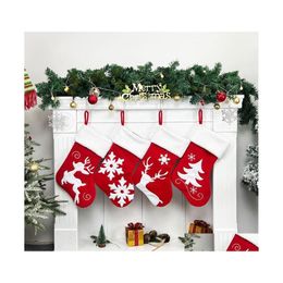 Décorations de Noël 2023 Pendentif Christmasees Chaussettes Cadeau Sac Elk Brodé Flocon De Neige Noël Cadeaux De Noël Drop Delivery Dh8Pq