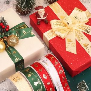 Kerstdecoraties 2023 Polyester Printing Decoratie Grosgrain Linten Diy Navidad Xmas Party Wikkel Decor Leveringen Materiaal Jaar