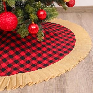 Kerstdecoraties 2023 Tree Decor voor huis rode en zwarte geruite bedrukte linnen stof rok