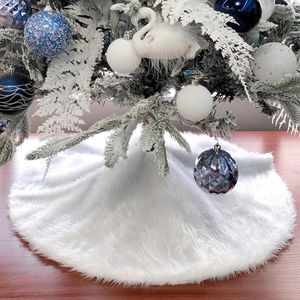 Décorations de Noël 2023 Décoration d'arbre Jupe blanche Base Tapis de pied en peluche douce pour l'année Décor à la maison Idée créative
