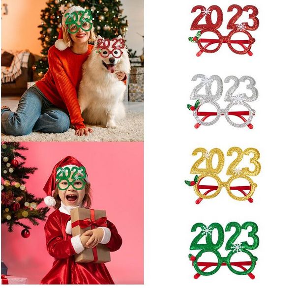 Décorations de Noël 2023 Verres de Noël Cadre des enfants adultes Gift Santa Snowman Lunes Christmas Noël décor 2023 Nouvel An Noel F0719