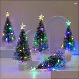 Décorations de Noël 2024 Mini arbres lumineux Beautif Petit bureau de Noël artificiel Accueil Drop Livraison Jardin Fête Fête Fournitures OTF1E