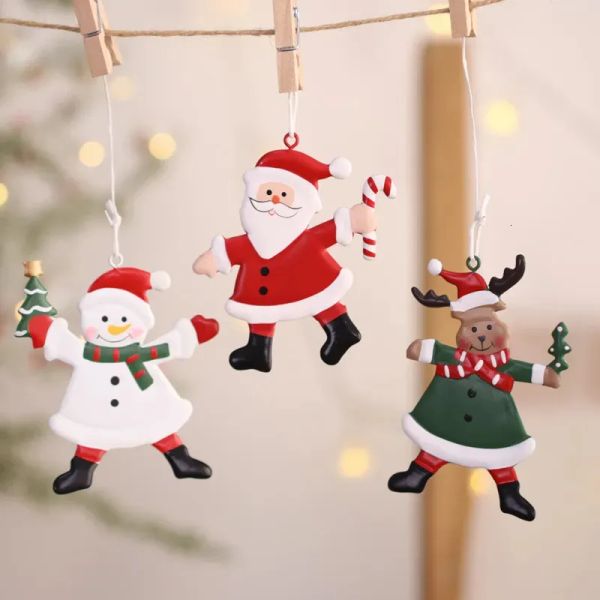 Décorations de Noël 2024 Boîte aux lettres rouge en fer métallique suspendu ornement arbre pendentif lettres au père Noël décoration de la maison en gros nouveau
