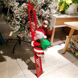 Decorazioni natalizie 2024 Bambola di Babbo Natale Scala da arrampicata con musica Ornamenti per l'albero di Natale Decorazioni per la casa Anno di Natale Regalo per bambini 231012