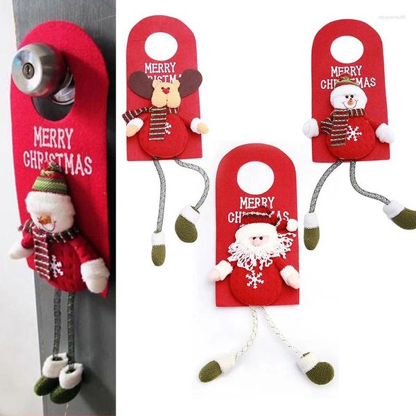 Decoraciones navideñas 2024 Santa Claus Snowman de nieve Puerta de Navidad Decoración del hogar