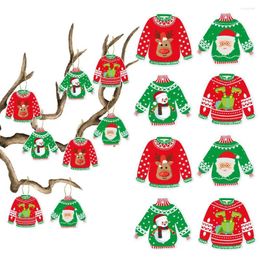 Décorations de Noël 2024 Pendentifs de pull laid Arbre pour la maison Père Noël Elk Bonhomme de neige Étiquettes suspendues Ornements de Noël