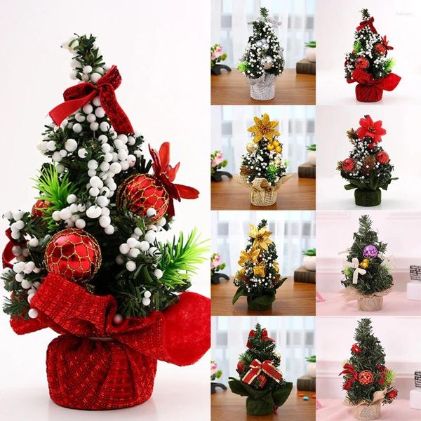 Decoraciones navideñas 20 cm Adornos para árboles de mesa PVC Pequeños árboles de Navidad Paisaje de nieve artificial Decorativo para el hogar Regalo de año 2023