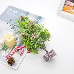Kerstdecoraties 20 cm witte sneeuwcodering groene boom mini kunstmatige dennenbui sieraden desktop decoratiejaar huis