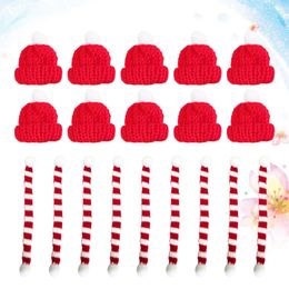 Kerstdecoraties 20 stks Kerstmini sjaal en hoed decor poppen kleding accessoire creatieve planten versiering voor thuisfestival 221123