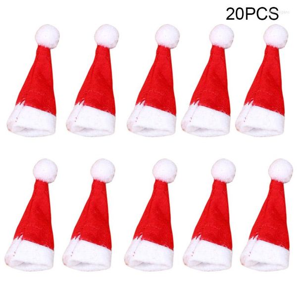 Decoraciones navideñas 20 piezas sombrero de piruleta pequeño Mini caramelo gorro de Papá Noel decoración fiesta C66
