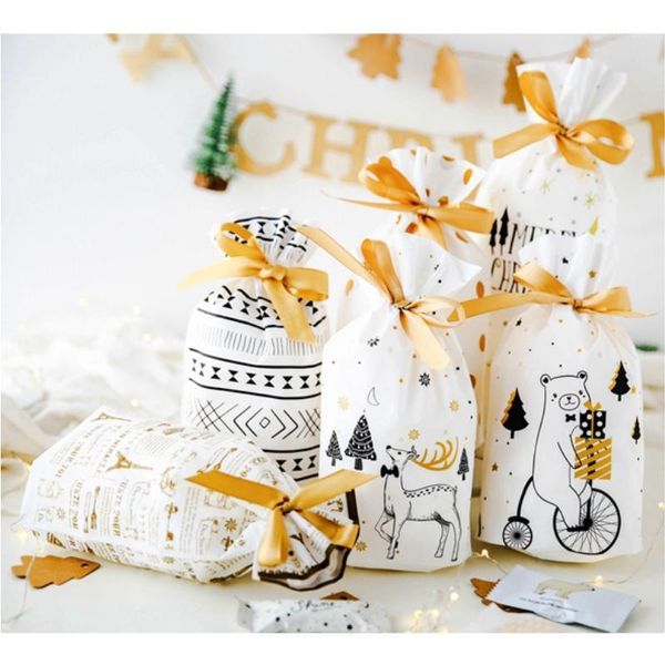 Décorations de Noël 20 pcs/lot sac cadeau de mariage bonbons biscuits sacs fête petite année présente Snack paquet de cuisson