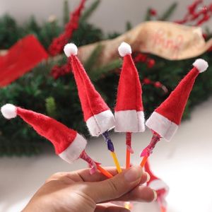 Decoraciones navideñas, 20 piezas, Mini sombrero de Papá Noel, cubierta de piruleta de vacaciones para decoración del hogar, bolsa de soporte para almacenamiento de vajilla