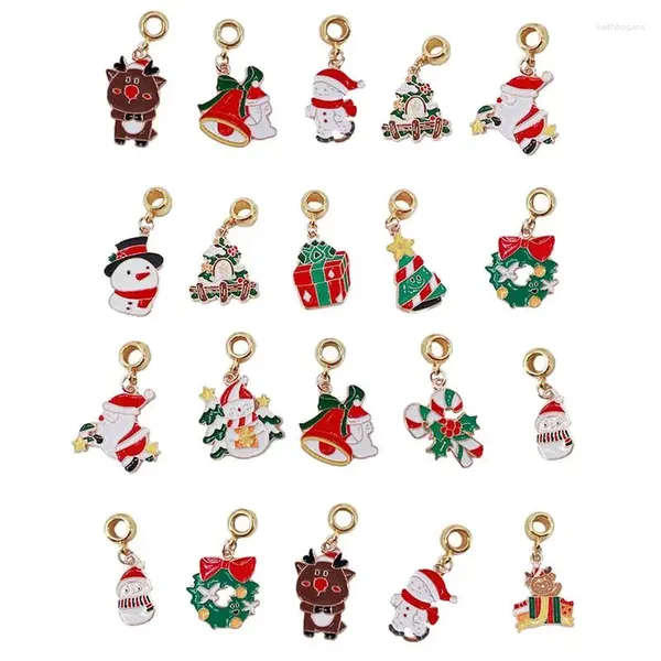 Décorations de Noël 20pcs Mix Series Charme Snowman Santa Santa Box Box Pendant pour bricolage Accessoires de bijoux faits à la main