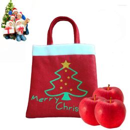 Décorations de noël 20x20cm mignon carré rouge tissu doux sacs-cadeaux portables avec poignées fruits bonbons fournitures pour la maison réticule