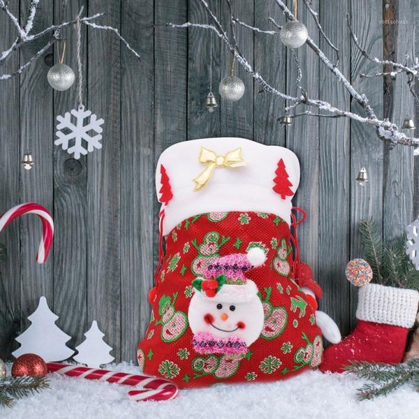 Décorations de Noël 20x25 cm Joyeux Père Noël Sac Cadeau Présente Sac Arbre Bonbons Sacs Année Pour Enfants Décoration De Noël1