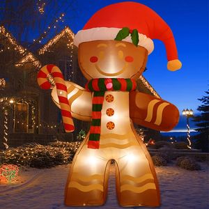 Kerstdecoraties 22m opblaasboten Gingerbread Man met ingebouwde LED-ornament voor kerstfeest binnen buiten binnenplaats rekwisieten decoratie 231127