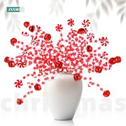 Decoraciones navideñas 24/36/50 piezas Selecciones navideñas Campanas blancas rojas Adornos de bastón de caramelo para decoración superior del árbol de Navidad Jarrón casero Relleno Guirnalda Fiesta Navidad 231024