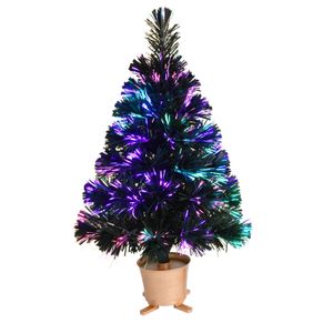 Kerstversiering 24 groene voorverlichte mini-glasvezel-kunstkerstboom op tafelblad met LED-verlichting gouden basis Kersttafelbladboom 231127