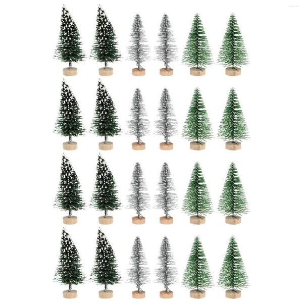 Decoraciones navideñas, 24 Uds., árbol de mesa, pequeño adorno decorado, suministros para árboles de Navidad para el hogar, pino en miniatura