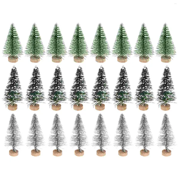 Décorations de Noël 24 pcs arbre faux arbres décor de fête bureau miniature table basse bricolage cadeau de Noël en plastique