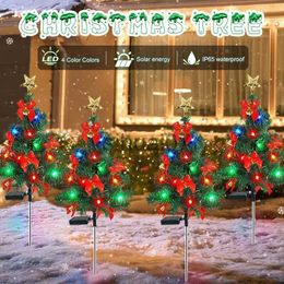 Kerstversiering 24 kerstboomverlichting op zonne-energie LED-buiten waterdichte kerstboom gazon tuinpaalverlichting voor weg- en binnenplaatsdecoratie navigatie x