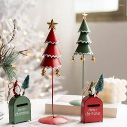 Décorations de Noël 24cm Arbre en fer forgé Tour de style nordique avec cloches Jingle Décoration de bureau de fête de Noël