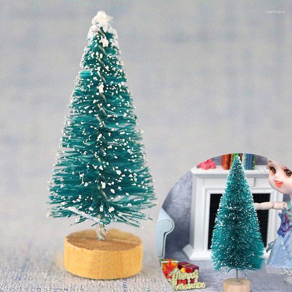 Decoraciones navideñas 24 piezas 4,5 cm mini árbol oro verde plata aguja de pino sisal microscópico nieve paisaje decoración adornos de fiesta de Navidad Navidad