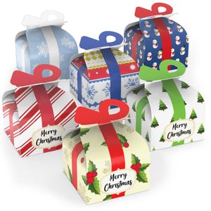 Décorations De Noël 24Pc Boîtes Pour Cadeaux Pull Goodie Sacs Petite Boîte À Gâteaux Ou Bonbons Laminé Épais Carton Blanc Avec Vi Bdebag Am7Xn