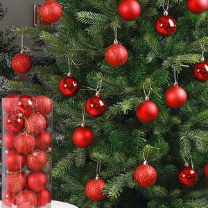 Kerstversiering 24 stuks Bal Glitter Kerst Hangende Boom Decoratie Feest Huis Tuin Ornamenten Jaar Geschenken Navidad Hanger Accessoires 231121