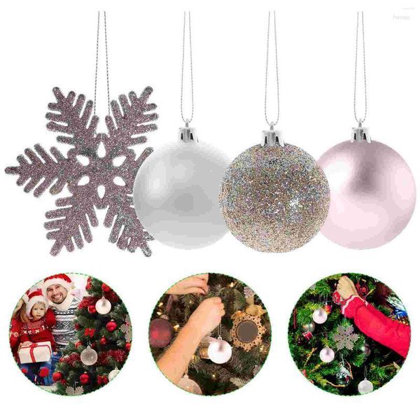 Décorations de Noël 24pcs boules de flocon de neige pendentif décoration d'arbre de Noël suspendus sphères de boules