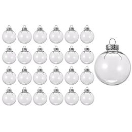 Décorations de Noël 24pcs boules de Noël rechargeables en plastique transparent 8cm bricolage ornement d'arbre de Noël décoration artisanat 231006
