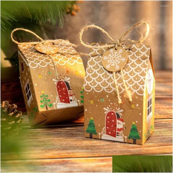 Décorations de Noël 24pcs DIY Candy Boxes Corde Maison Forme Boîte-cadeau Année Drop Livraison Maison Jardin Fête Fête Fournitures DHCOI