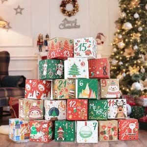Décorations de Noël 24pcs Sweetie Box 7x7x7cm Boîtes d'emballage Surprise Calendrier de l'Avent Treat Cookies Emballage Cadeaux de compte à rebours pour les enfants
