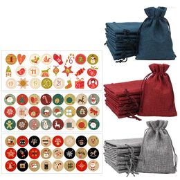 Décorations de noël 24 pièces sacs-cadeaux de mariage pochettes avec sac en lin stockage en gros pour voyage cordon pochette bijoux